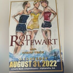 Rod Stewart Cheap Trick Concert Art Poster Atlanta/ Alpharetta Aug 31, 2022